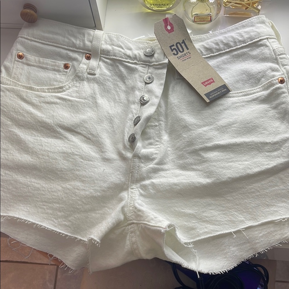 Levi's Women's White 501 Shorts
